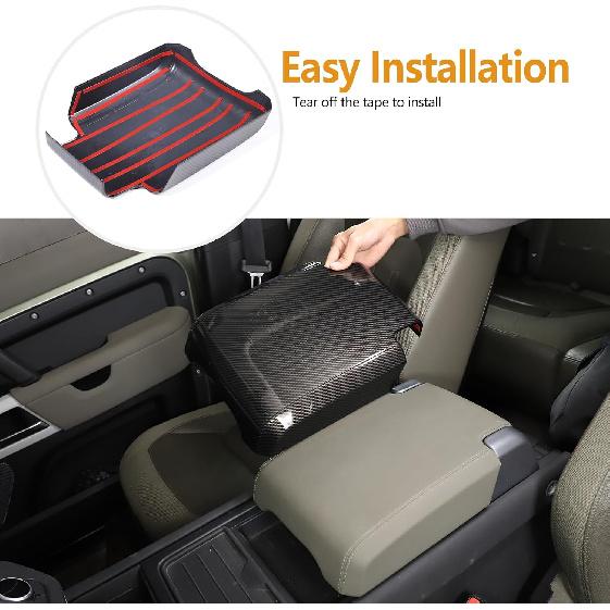Car Armrest Cover Compatible with Land Rover Defender 90 110 130 2020-2026 | ABS Center Console Armrest Lid,Protector Cover,Anti-Scratch,Decorative