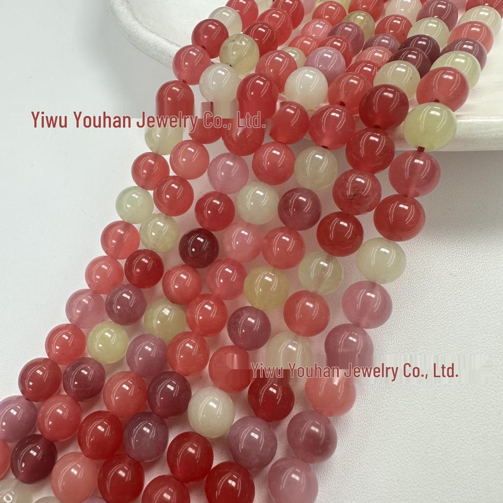 Alashan White Stone Gradient Three-Color Beaded Round Loose Beads