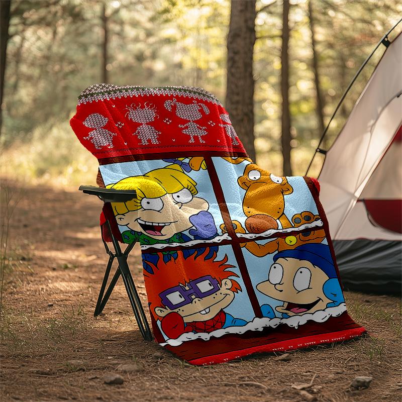 1pc Rugrats in paris1 Theme Blanket - Digital Print, Polyester, Cozy for All Seasons, Perfect for Outdoor, Camping, and Travel