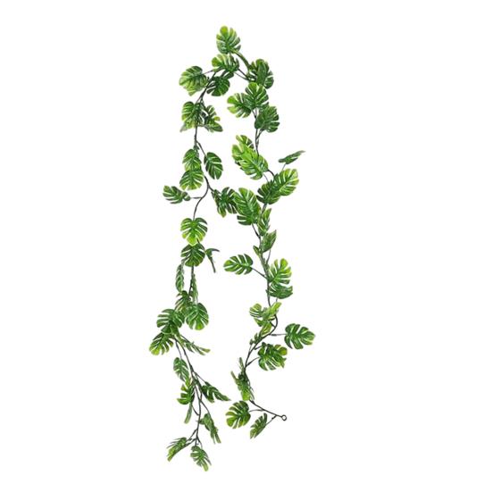 

Штучна гірлянда з листя монстери, стійка до УФ-випромінювання, штучна зелень, ротанг, прикраса для дому, саду, веранди, патіо, підвісна, тропічне листя пальми, плющ