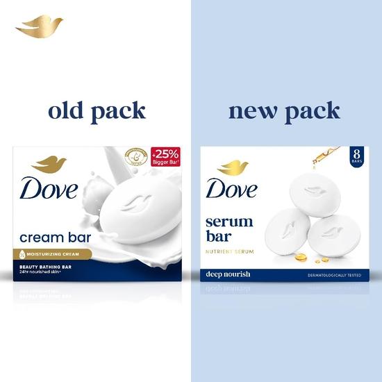 Dove Cream Beauty Bathing Bar 100 g (Combo Pack of 8) With Moisturising Cream for Softer, Glowing Skin & Body - Nourishes Dry Skin more than Bar Soap