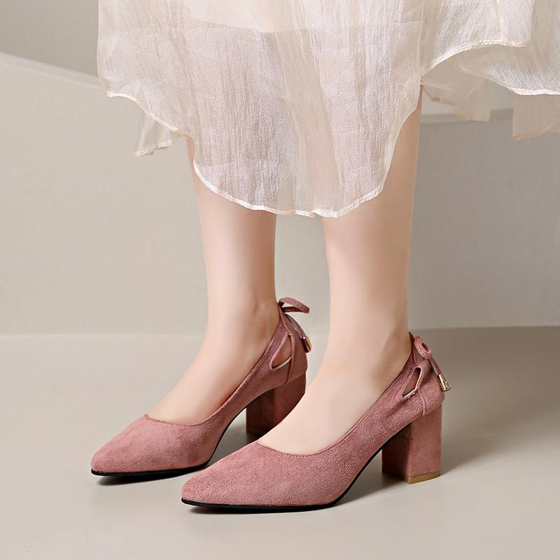 High Heels Shoes Woman Chunky Pointed Toe Heels Casual Wedding Party Trend Elegant Comfortable Cheap Clearance