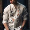 Tiger, Flower Pattern Long Sleeve Shirt Men's Spring and Autumn Trend Loose Casual Shirt Men's Autumn Clothing MB12