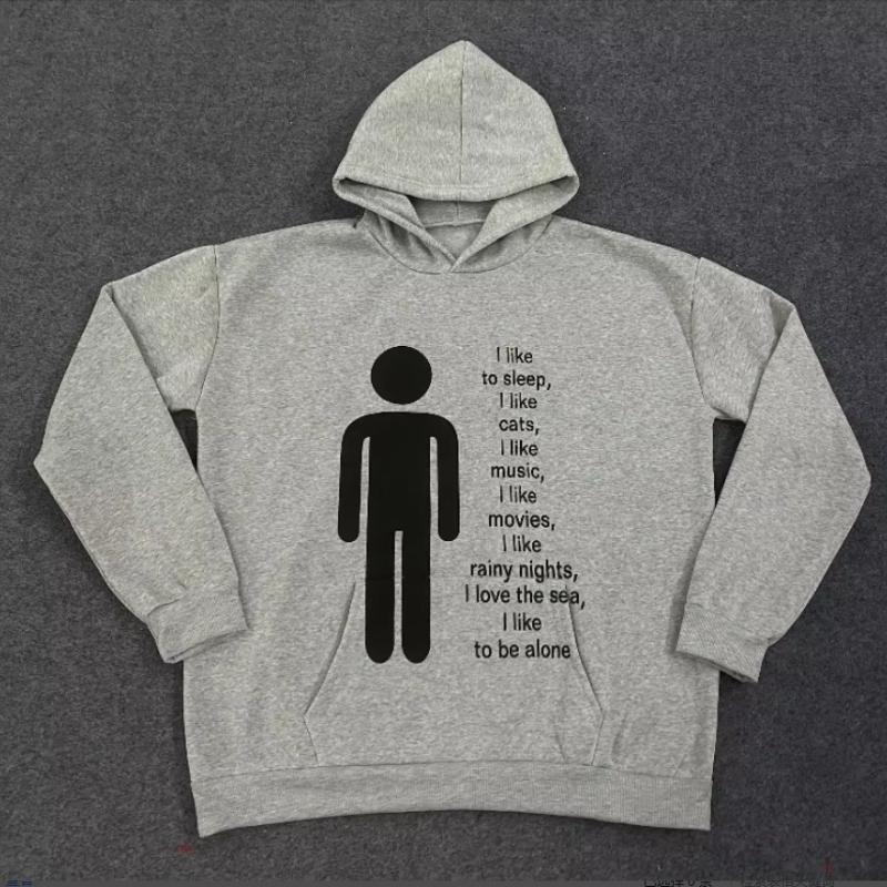European and American Style Solid Color Printed Long Sleeved Loose Street Fashion Hoodie for Men and Women