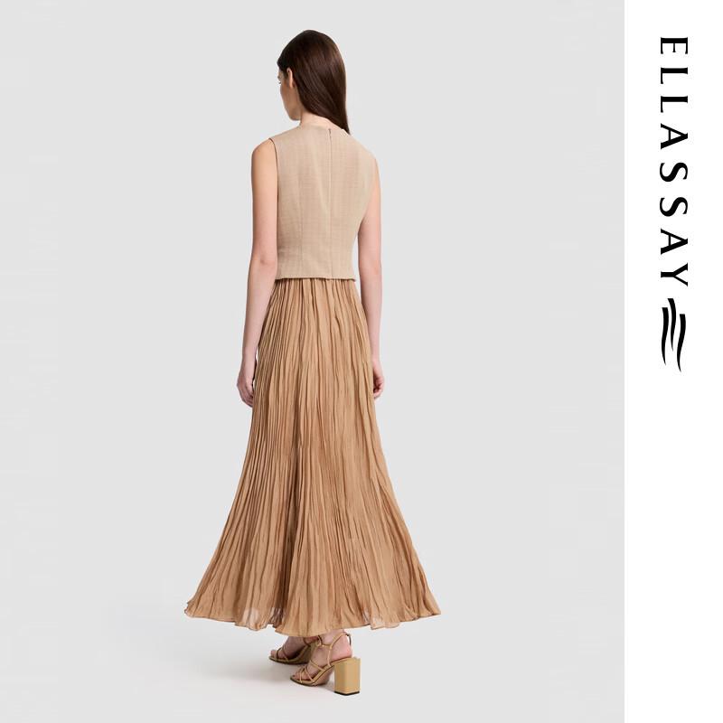 ELLASSAY V-Neck Sleeveless Pleated Maxi Dress