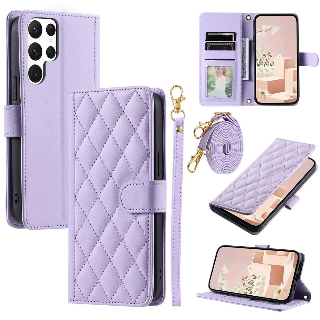 Crossbody Phone Case for Samsung Galaxy S23 S21 FE S24 Plus S25 Ultra A05 A05S A15 A25 A35 A55 A16 A26 A36 A56 Leather Cover