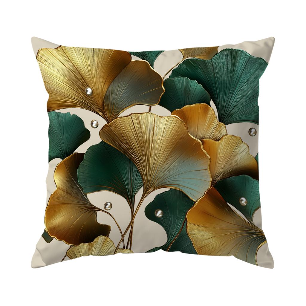 Ginkgo Leaf Cushion Cover Pillowcase Printed Polyester 45X45Cm Throw Pillowcover Decorative Sofa Cushion Pillowslip Home Decor