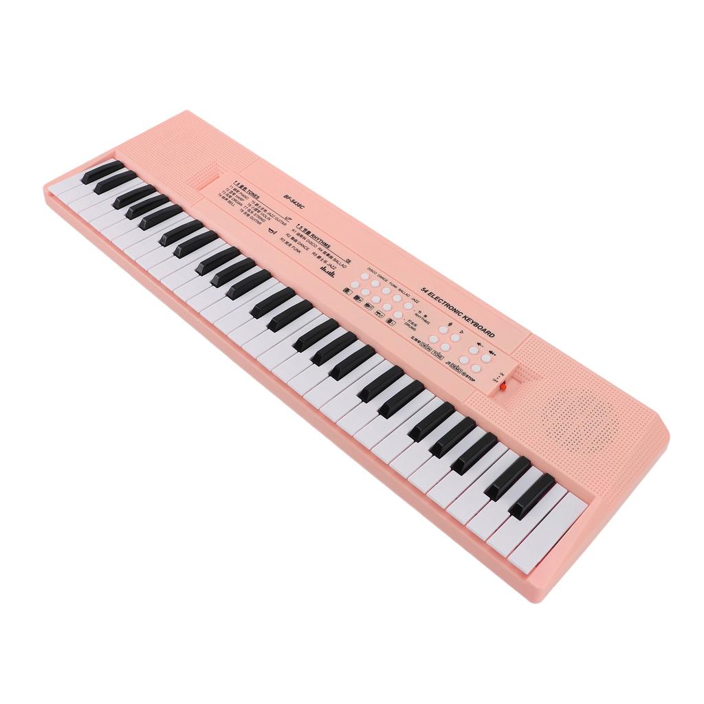 54 Key Keyboard Piano Smoothly Plastic Keyboard Piano Portable Dual Power Supply System Electric Piano Keyboard with Microphone for Kids