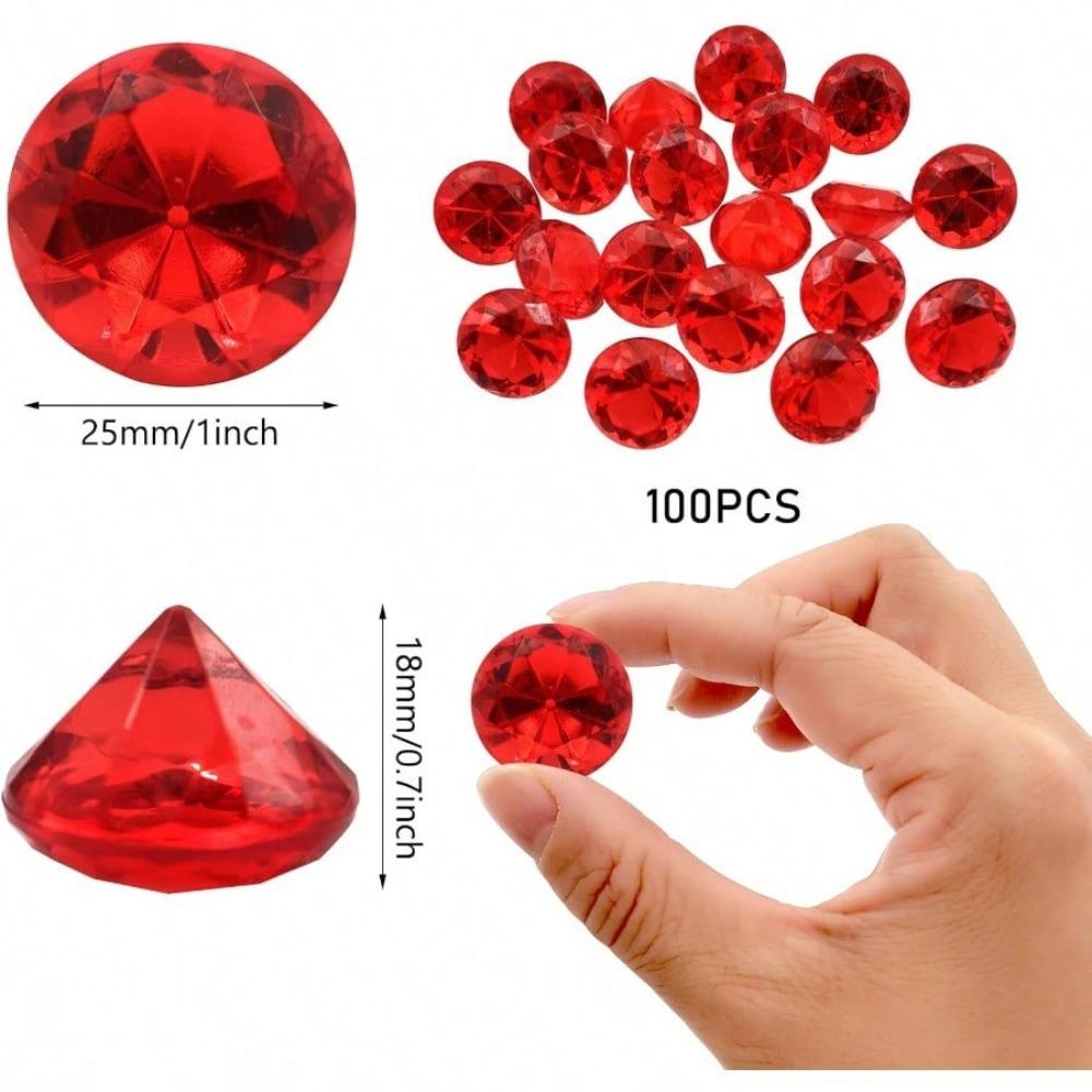 LYHLYA Paket med 100 Ädelstenar för Barn, Akryldiamanter, 25 mm, Dekorativa Diamanter, Akrylädelstenar, Falska Ädelstenar för Vasfyllning