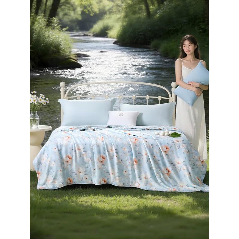 FUANNA 100% Mulberry Silk Summer Quilt, 60S Tencel Antibacterial Cover