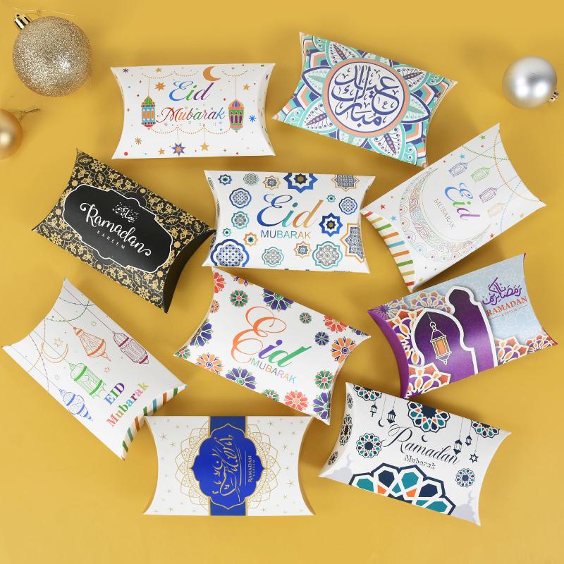 10/20pcs Eid Mubarak Gift Box Kraft Paper Candy Cookies Packaging Bag Islam Muslim Party Decor Supplies 2023 Ramadan Kareem Gift