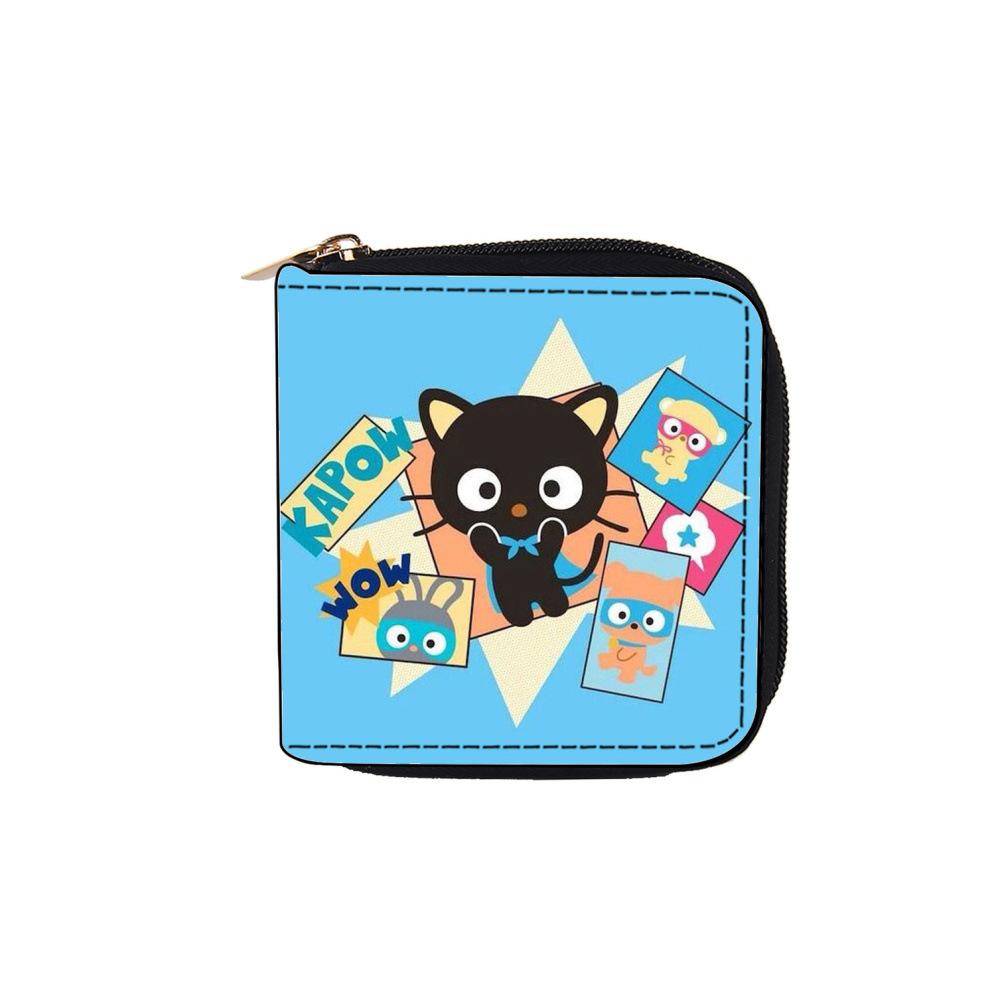 New cartoon cat animation short zipper wallet, children's small wallet
