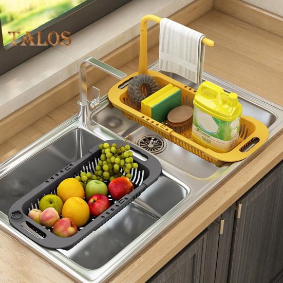 Kitchen Sink Utensil Drainer Sink Storage Basket Stretchable Quick