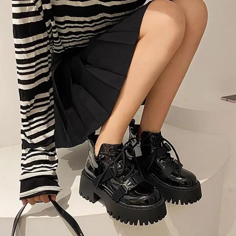 Fashion Soft Woman Short Shoes Height Increasing Autumn Winter Non Slip Booties Footwear High Quality Y2k Hot Goth Ankle Boots for Women