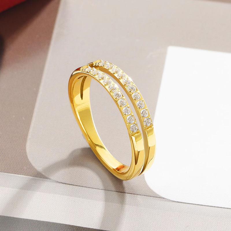 Korean Style Simple Double-layered Titanium Steel Ring for Women, High-end and Cold Style Index Finger, Versatile Ring