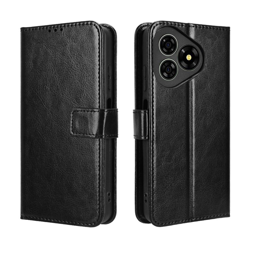 For Ulefone Note 19 PU Leather Case with Strap Crazy Horse Texture Phone Wallet Cover