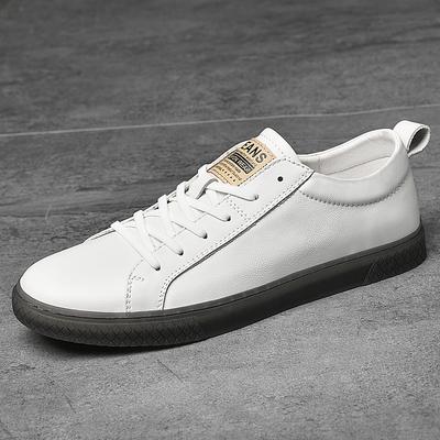 Sapatos masculinos da moda, sapatos casuais de couro genuíno para homens, primavera/outono 2022, tênis brancos respiráveis com cadarço, mocassins masculinos de luxo