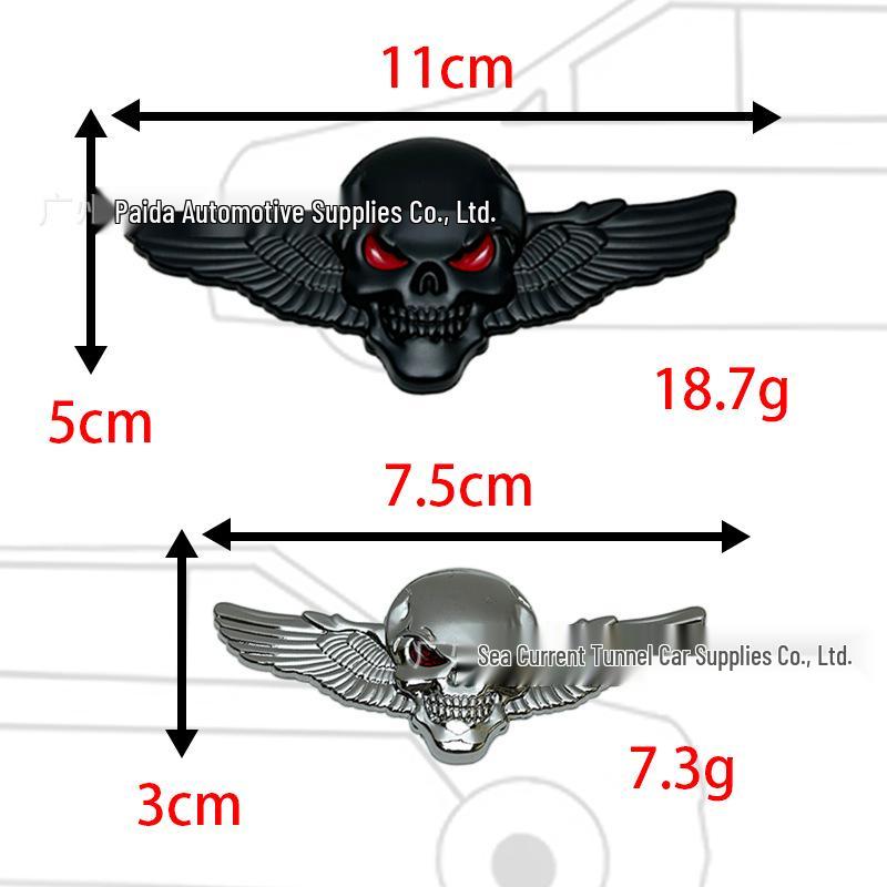 Oni Head Wings Skull Car Tail & Side Decal - Angel Wings Body Sticker