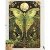 Vintage Style Metal Wall Art Luna Moth Moon Aluminum Flat Painting Outdoor Garden Decor