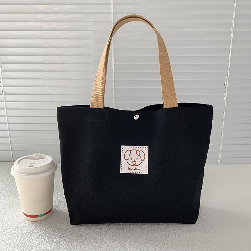 Canvas-Tragetasche mit süßem Cartoon-Print, lässige, tägliche Umhängetasche für Damen