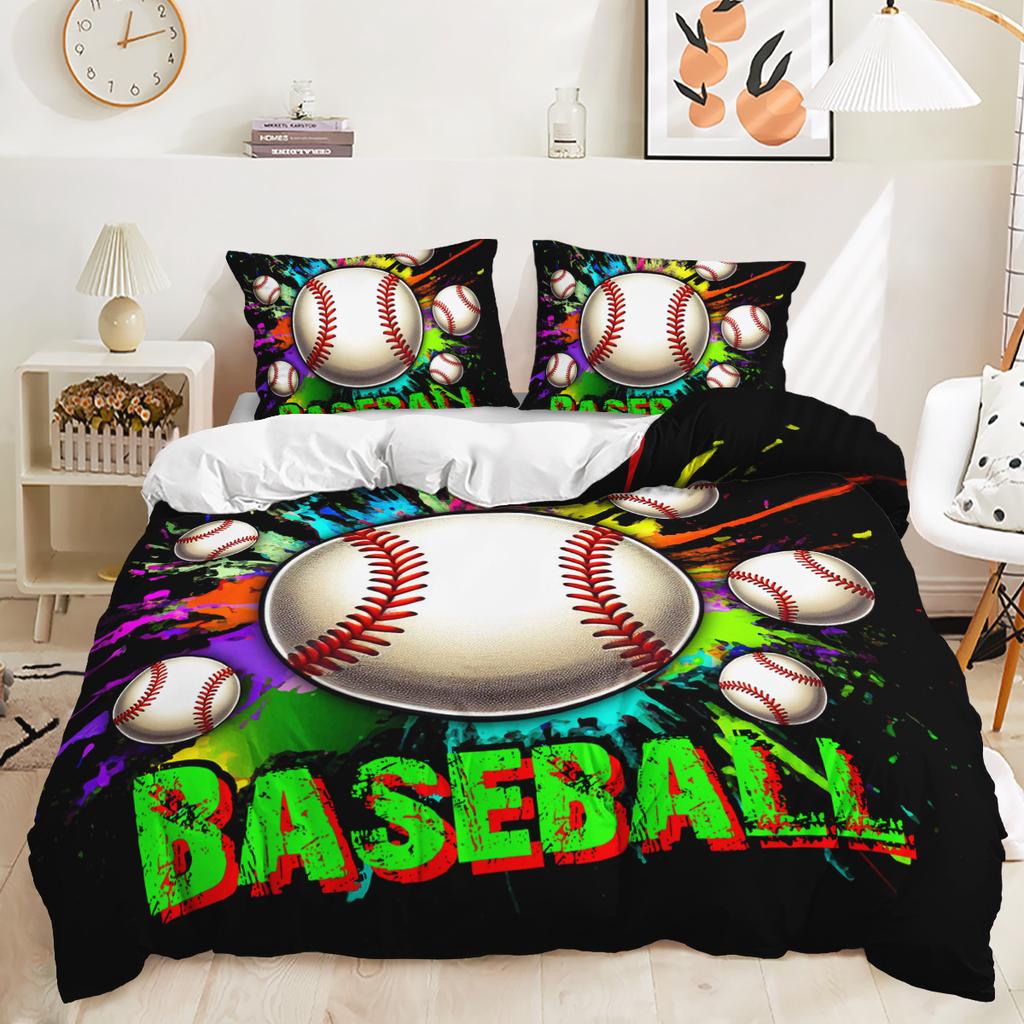 Funda nórdica con estampado digital 3D de fútbol, funda de almohada, juego de cama de tres piezas para dormitorio