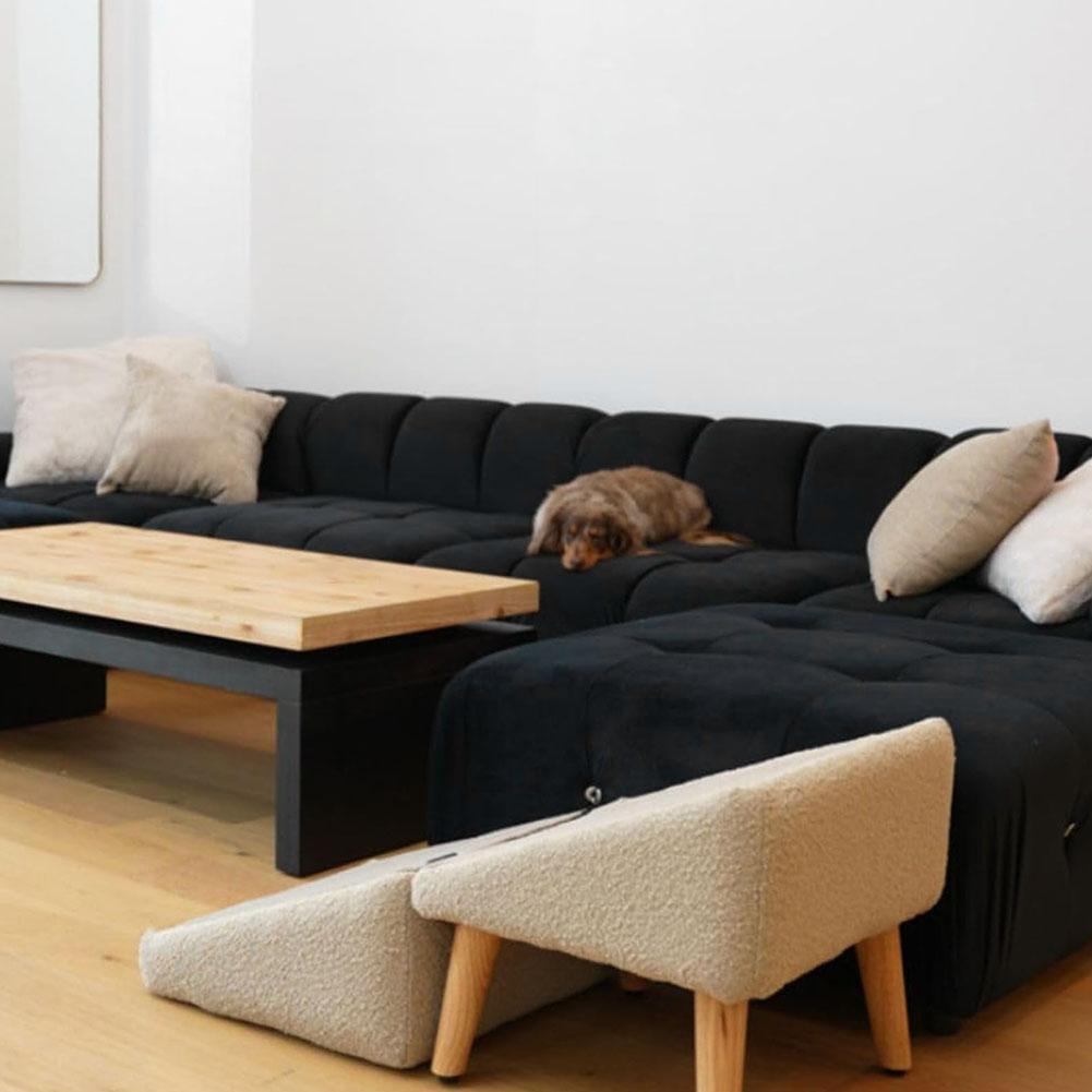 Foldable Dog Ramp with Footrest Stool Non-Slip Dog Vehicle Stair 13.8" High Large Pet Step Stair for Bed and Couch Accessibility