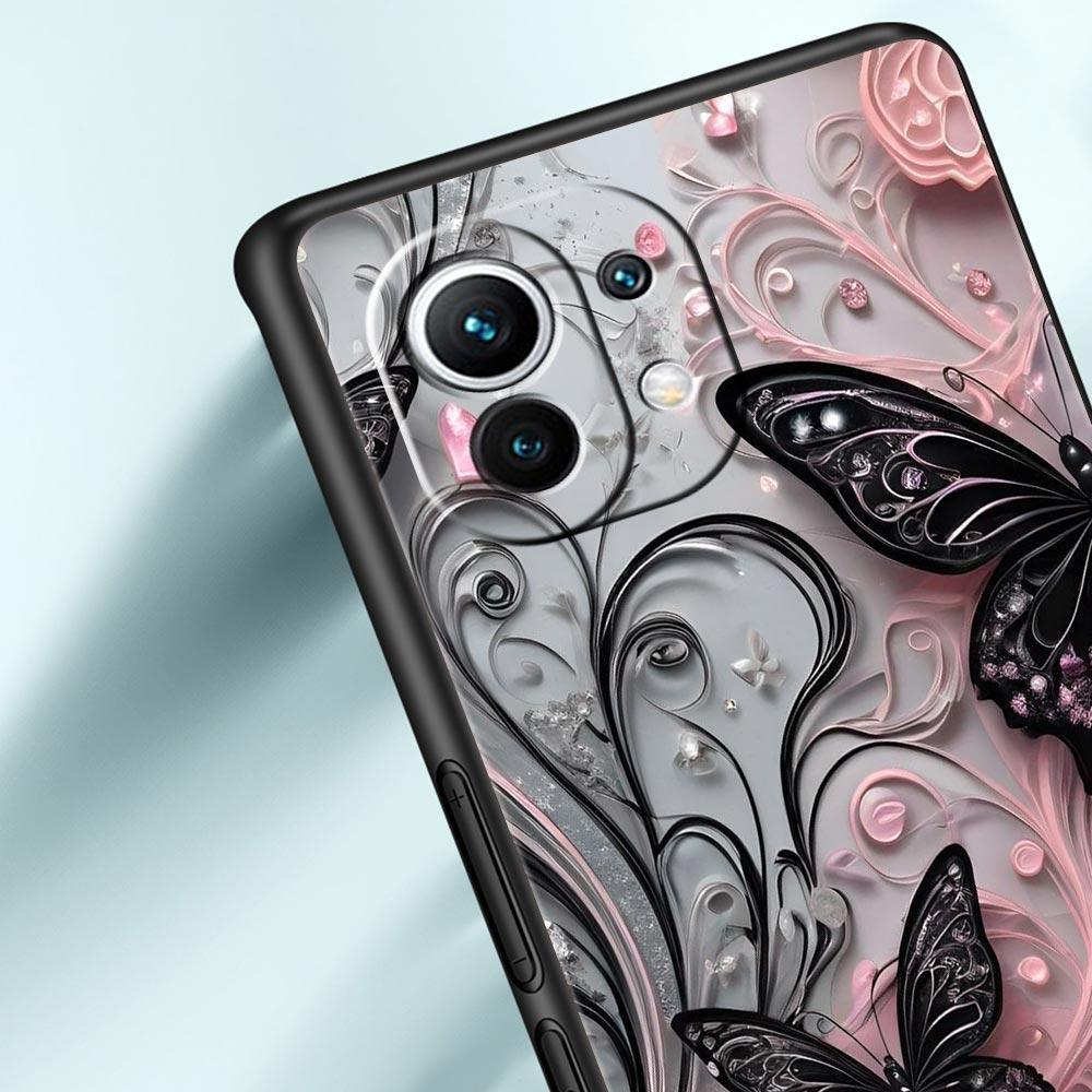 Fashionable Butterfly Flower Phone Case Cover for Xiaomi Mi 17 Pro Max 15 14 13 12 11 Ultra 15T 14T 13T 12T Pro Lite Soft TPU