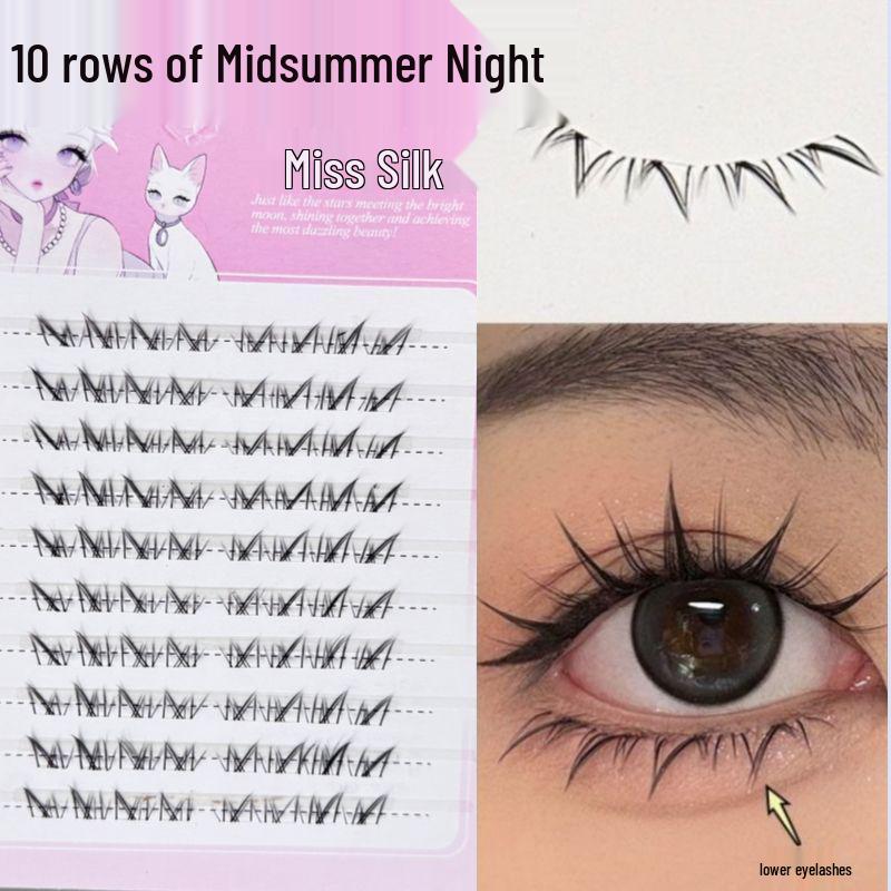 Hand-Painted Midsummer Night Natural Cluster False Eyelashes - Dense, Photogenic & Glue-Free