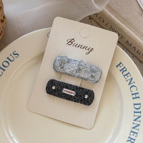 Hand-made Sweet and Cool Black and Silver Children's Hairpin Temperament High-end Sense of Girl Bangs Hairpin Head Accessories Hair Accessories