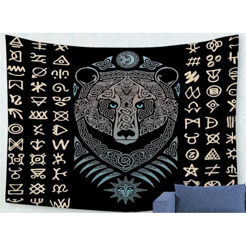 Tapestry Viking Nordic Mysterious Warrior 75x100