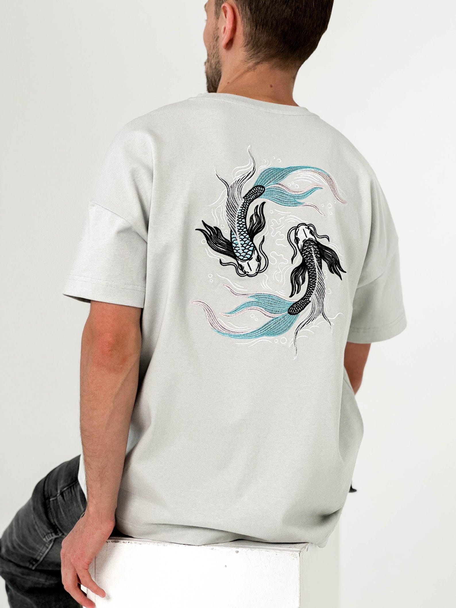 Embroidered T-Shirt Soragoi Koi Fish - 280GSM Heavy Cotton - Unisex S