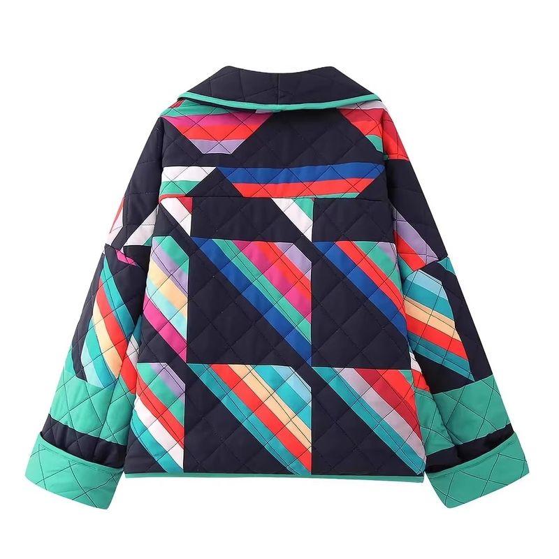 Araltay Fashion Style Women's Clothing French Style New Arrival Retro Casual Stitching Printing Loose Cotton Coat Long Sleeves Outwear