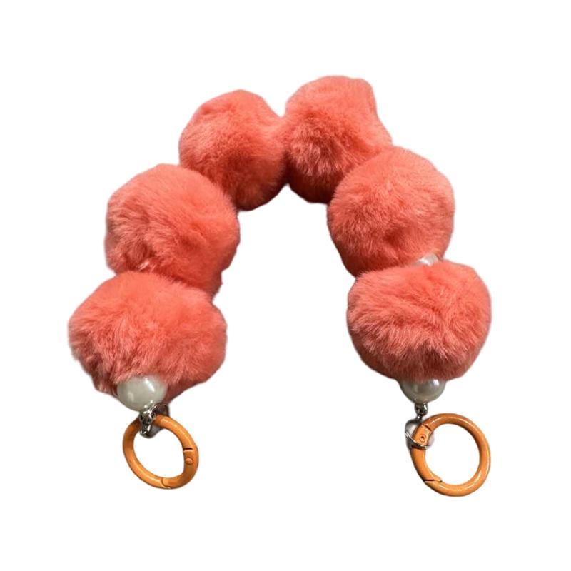 Colorful Sweet Plush Ball Chain Phone Case Decoration Bag Pendant  Anti-Lost Lanyard Creative Cute Keychain Gifts