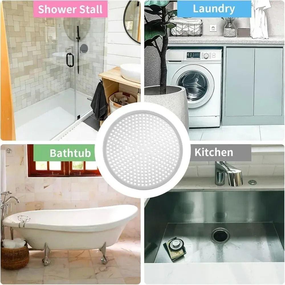 Anti-Clogging Bathroom Hair Strainer Silicone Edging Bathtub Hair Catcher  Shower