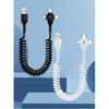 3 in 1 66W 6A Fast Charging USB Type C Cable Micro USB Spring Car Charger For iPhone Xiaomi  Samsung Phone Charger Cord