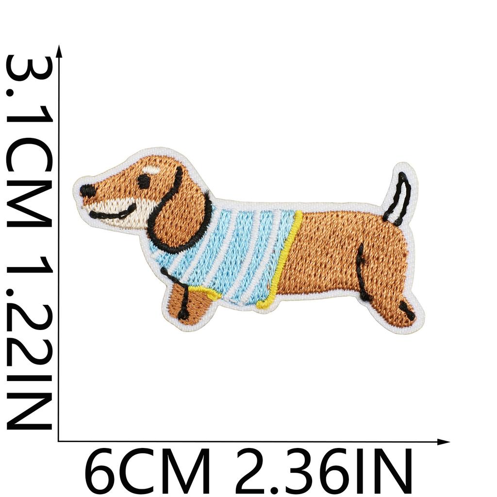 Korean Cute Dachshund Dog Embroidery Cloth Sticker Diy Bag Dress Up Puppy Patch Sticker Computer Embroidery Zhang Zai Ironing