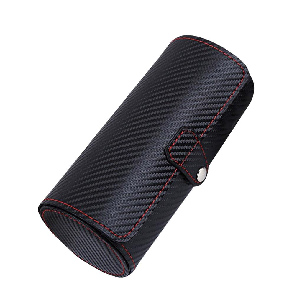 Travel Watch Case Roll Organizers Accessory For Men PU Leather Display Holder With 3 Slots Elegant Handwoven Pattern