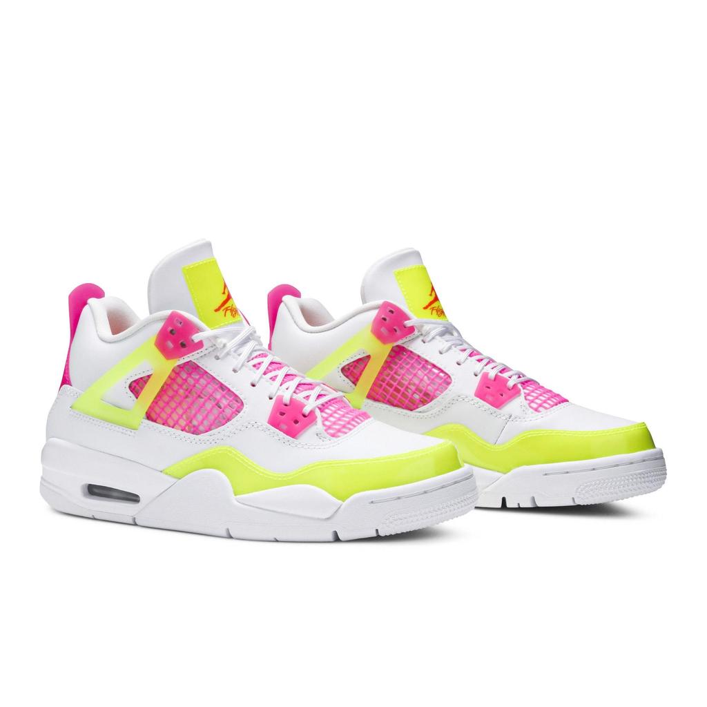 Air Jordan 4 Retro Grade School 'Lemon Venom' (Unisex) Weiße / Zitronen-Gift / Rosa-Explosion Kinder-Basketballschuhe CV7808 100