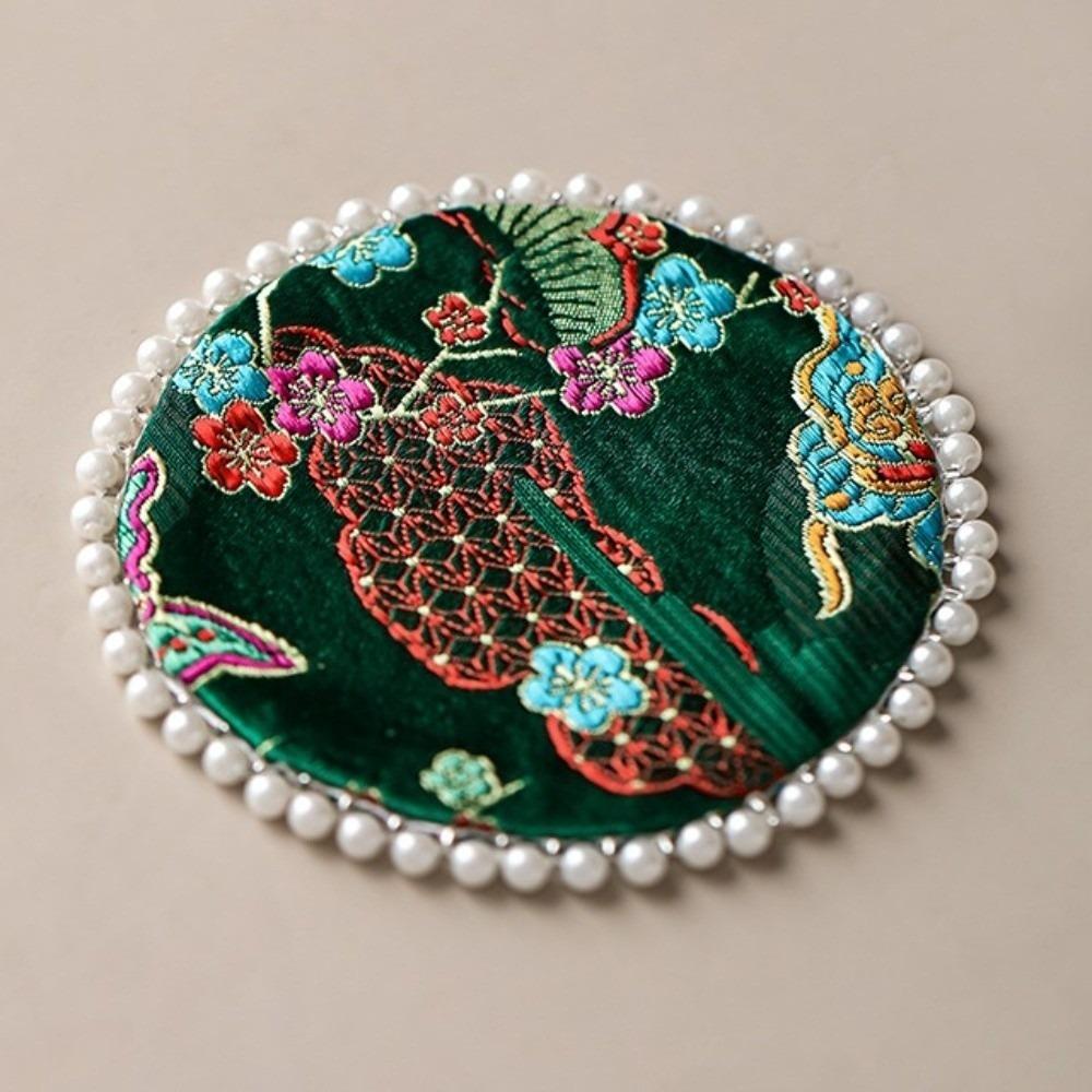 Cloth Pearls Edge Coaster Vintage Teapot Mat Swallow Brocade Cup Mat  Drinkware Accessories