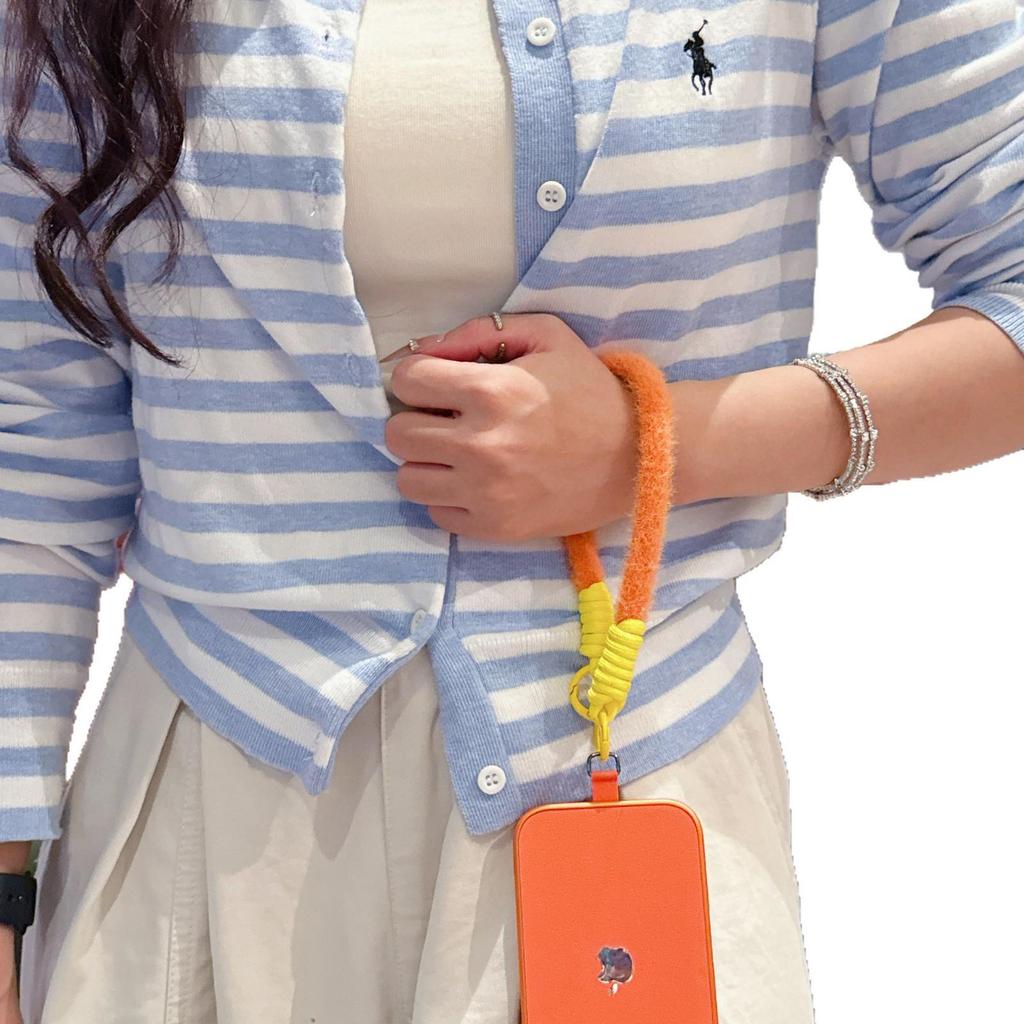 Colorful Plush Mobile Phone Wrist Lanyard with Single Buckle and Anti-Drop Feature