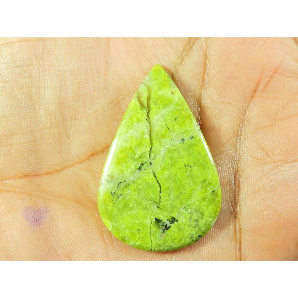 28X43X03 MM Natural Green Opal Pear Shape Cabochon Loose Gemstone 40Cts. SK-4747