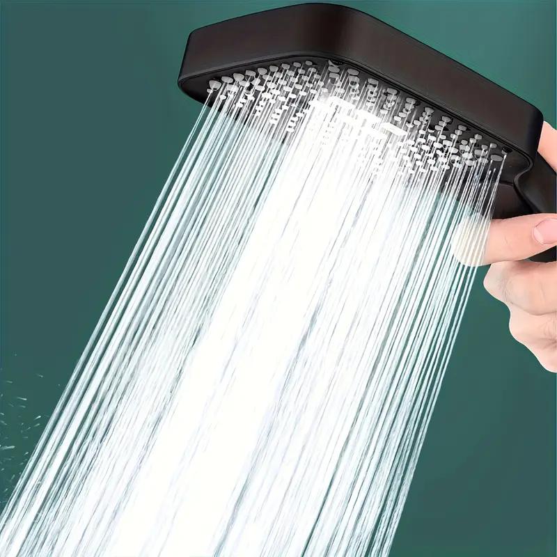 Square Button Adjustable Shower Head Silvery: Super Supercharged Shower Head Square Water Outlet Household Water Heater One-hand Spray Shower Head