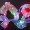 10M Christmas Light String Ribbon for Christmas Tree Decoration Double Layer Gold Stamping Luminous Ribbon Lamp Lace DIY Led Lights
