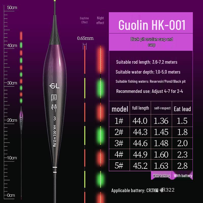 0.65mm Ultra-fine Diamond High-Brightness Hard Tail OLED Dual-Use Luminous Carp Float for Day/Night Fishing