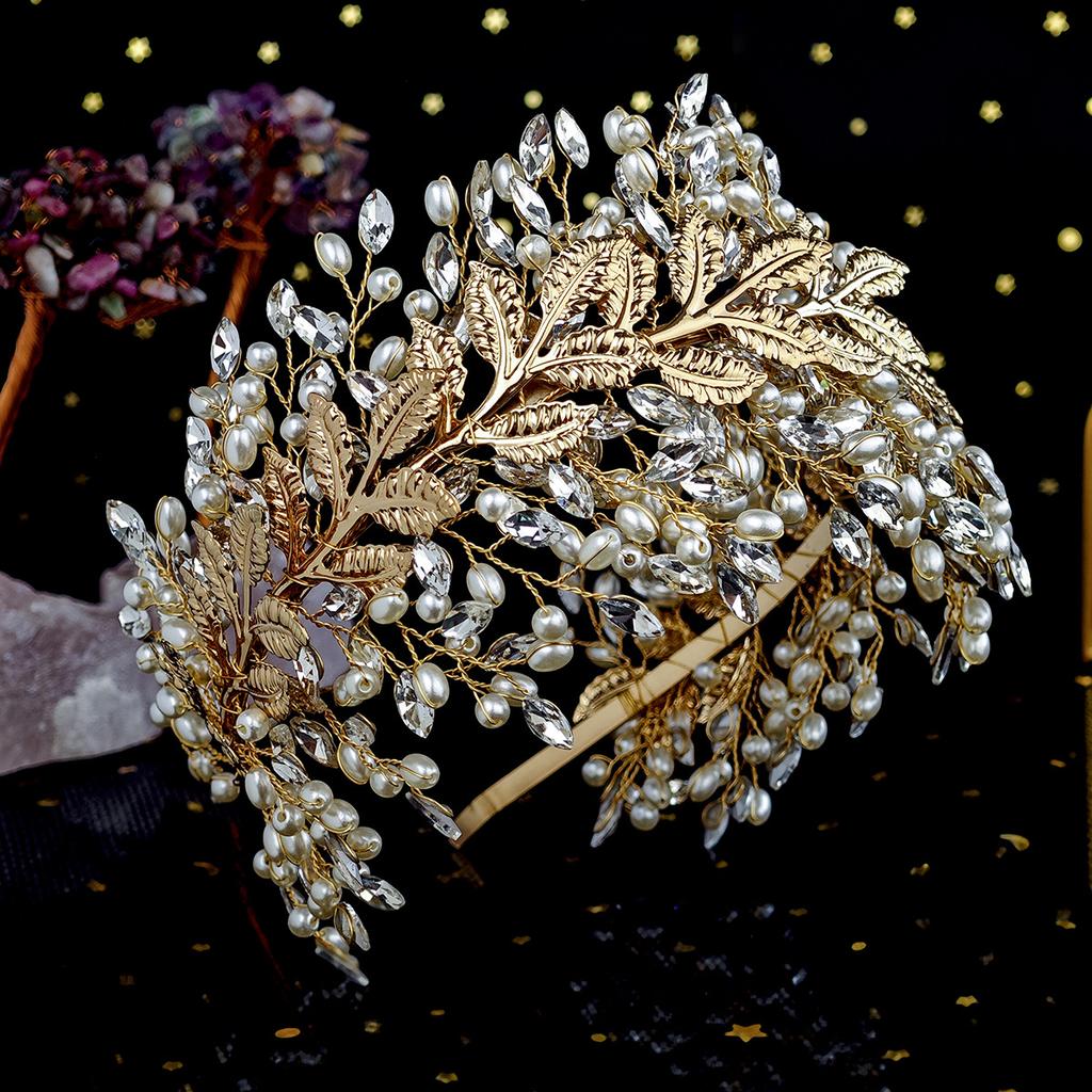 SLBRIDAL Luxury Handmade Flexible Rhinestones Crystals Pearls Wedding Tiara Headband Bridal Crown Women Hair Accessories Jewelry