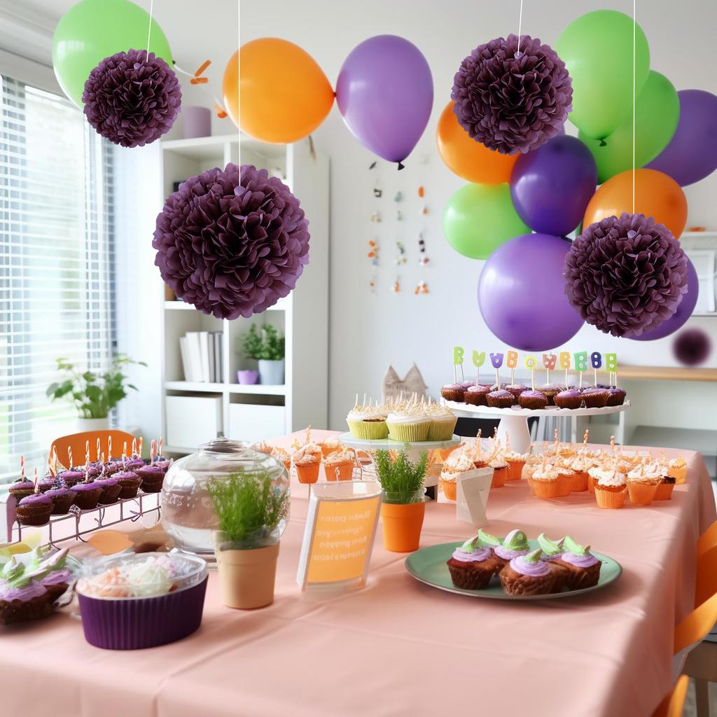 1 buc Set 7,8 inch Violet Hârtie Hârtie Flori Decorațiuni Pentru Petrecere de Ziua de Naștere Bile de Flori Hârtie Flori Agățate Pom Pom