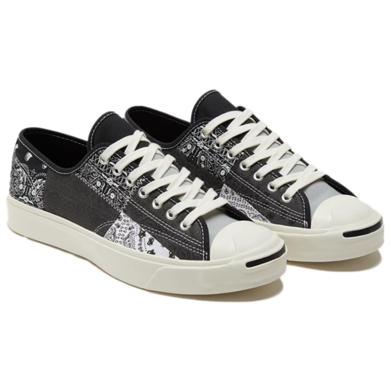 Converse Jack Purcell Gold Standard Smiley Cashew Flower Comfortable Versatile Low-top Canvas Shoes Unisex Black White Gray