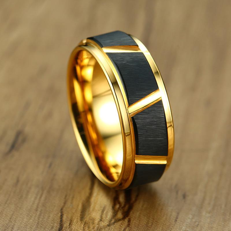 Tungsten Steel Rings Men Matte 8mm Gold-color Anti-scratch Waterproof Jewelry for Men Wedding Party Jewelry Gifts