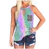 Womens Tie-Dye Leopard Pocket Sleeveless Tank Top Casual Summer Blouse Shirts