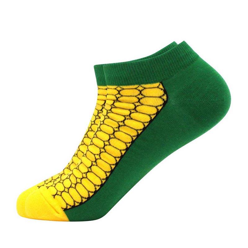 springtime Fashion Colorful Cotton Mens Socks Harajuku Stripe Art oil painting Animal Print Beer fries Funny Happy Ankle Socks